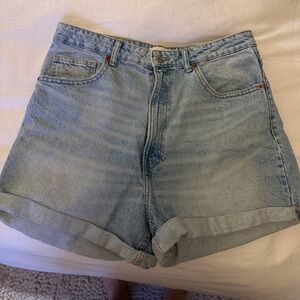 Zara TRF high rise Light Blue Jean Shorts